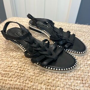 Stephen Venezia Women’s Black Leather Dress Sandals Size 38 US 9‎ M Strappy